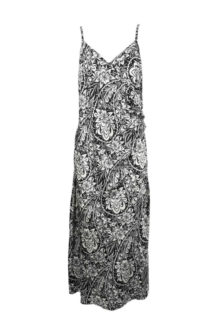 Think Black/White Long Satin Dress