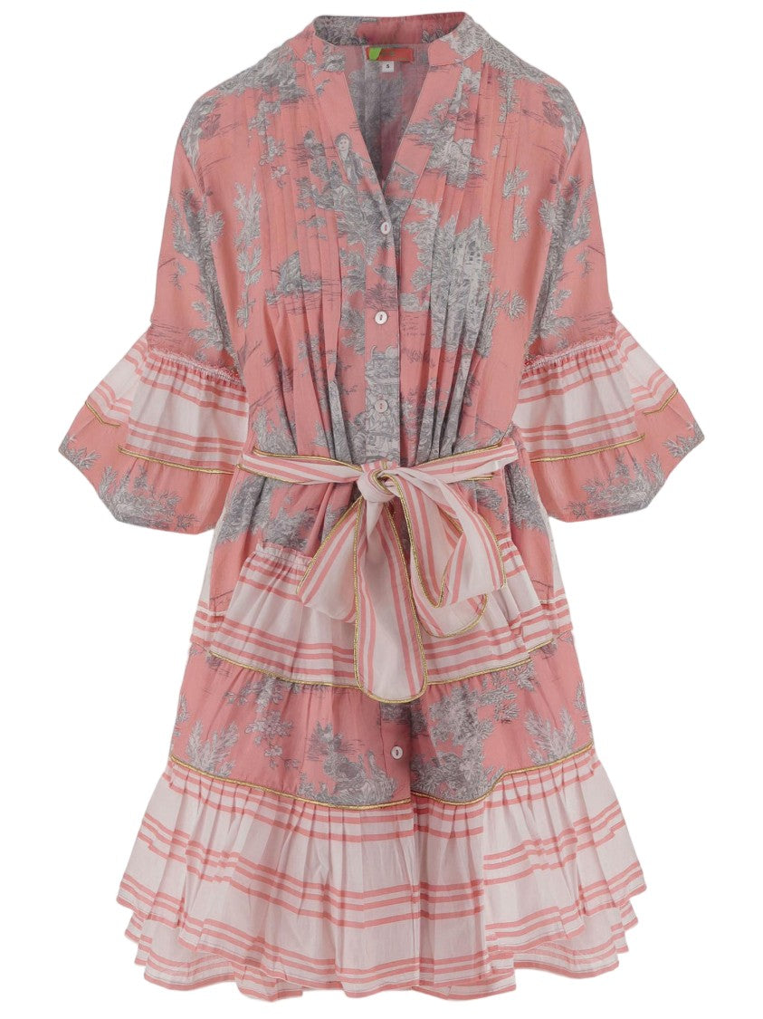 Pep's Cannes Floral-Print Cotton Dress With Adjustable Waist And Puff Sleeves