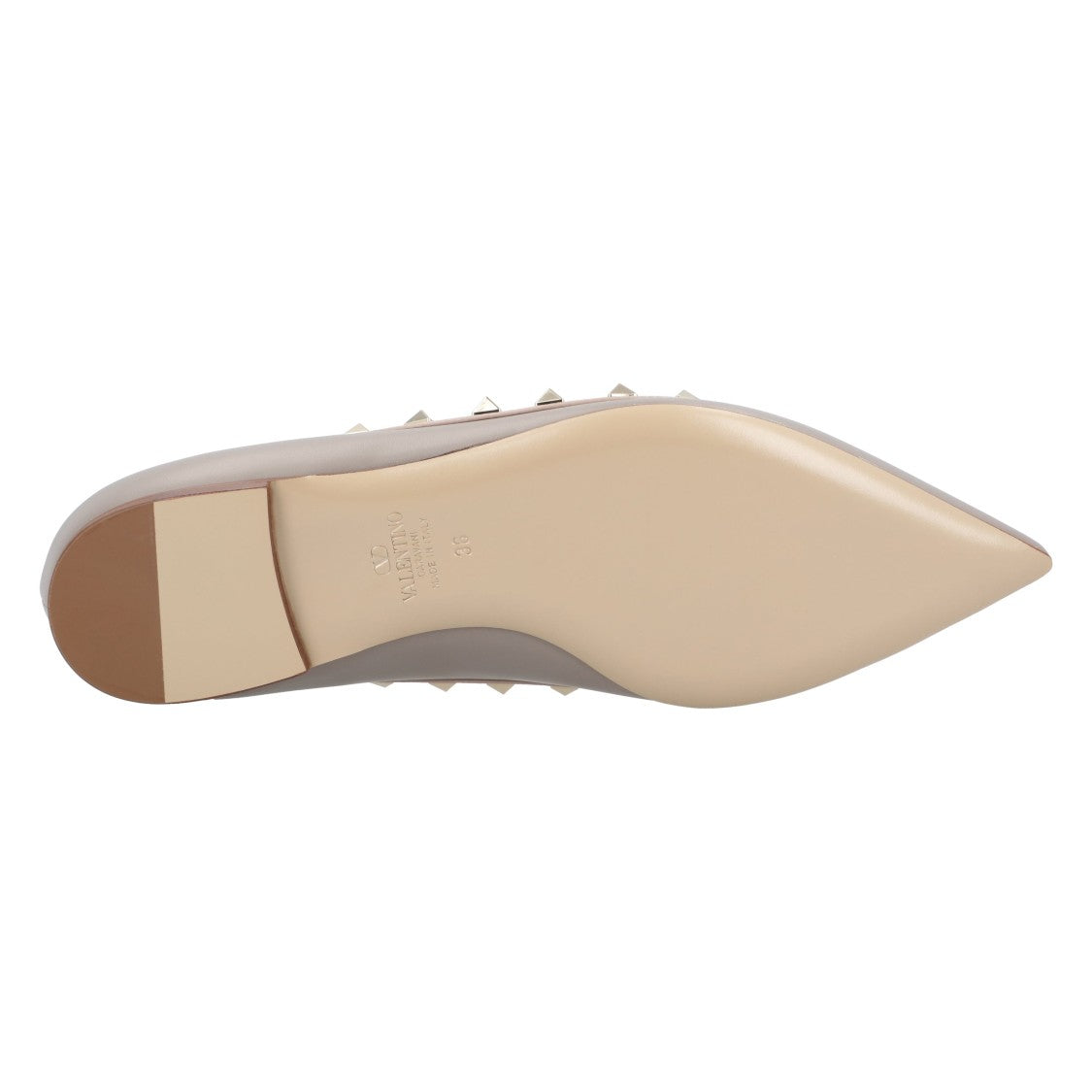 Valentino Rockstud Ballerina Flats With Silver Stud Embellishments