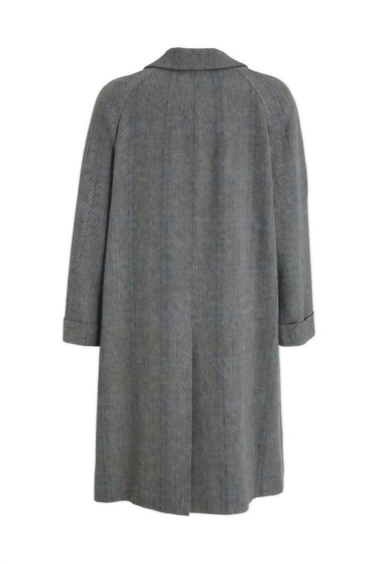 Gucci Classic Grey Herringbone Coat With Notched Collar