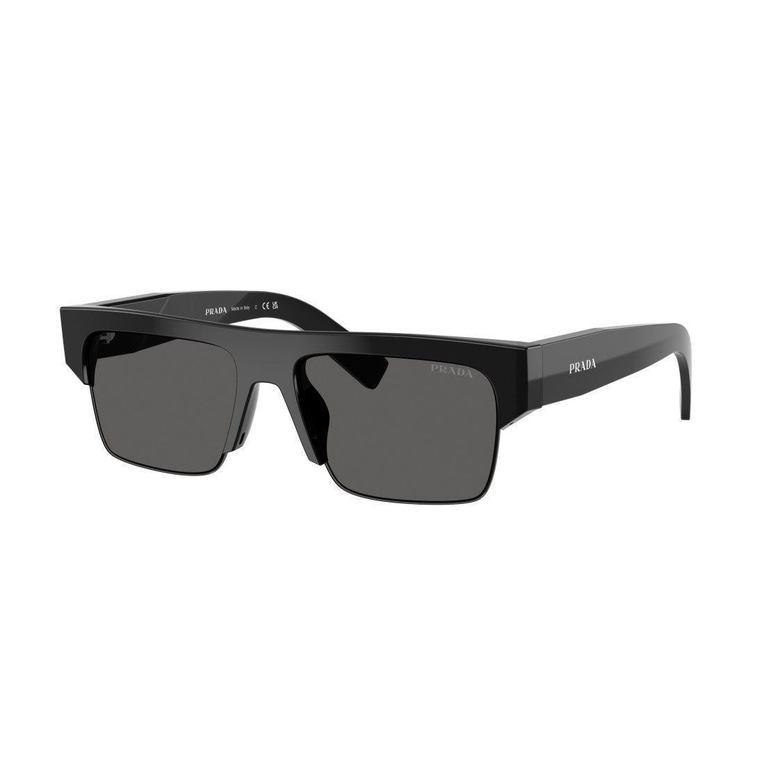Prada 0Pr D12su Bold Rectangular Black Acetate Sunglasses