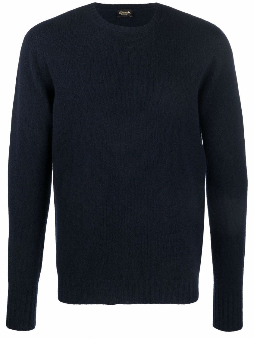 Drumohr Cashmere Crewneck Sweater With Ribbed Detailing