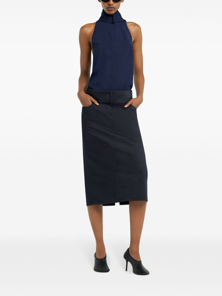 Courrèges Mid-Length Tailored Blue Skirt