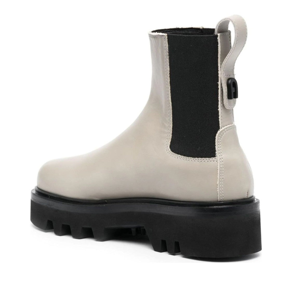 Furla Grey Rita Slip-On Chunky Sole Leather Ankle Boots