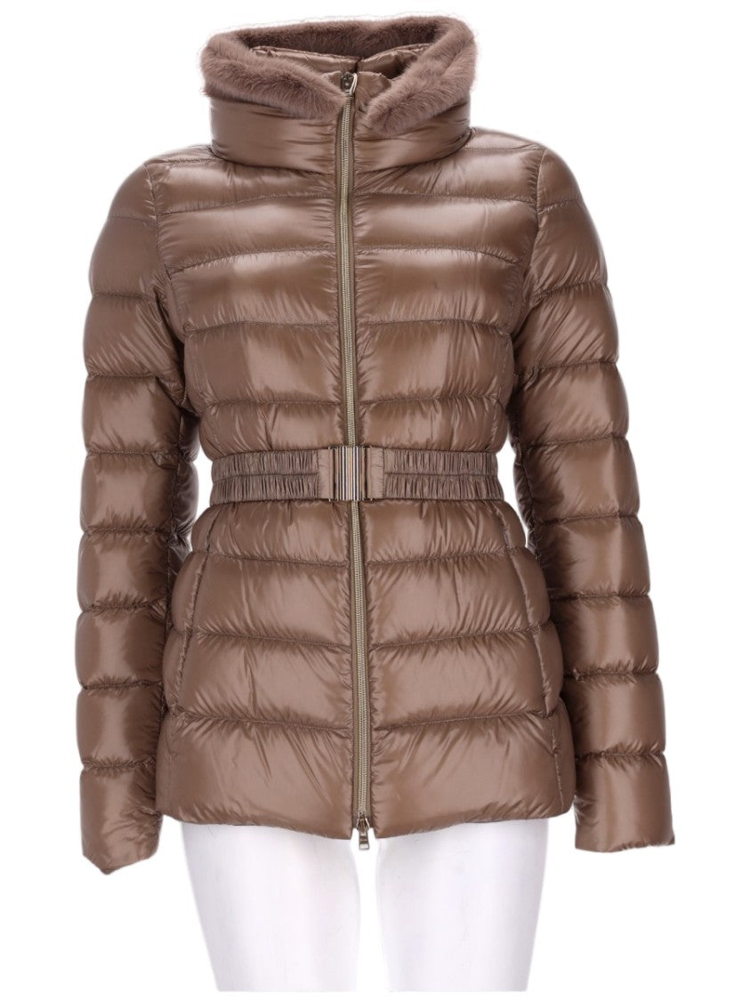 Herno Quilted Padded Jacket With Belted Waist And Glossy Finish