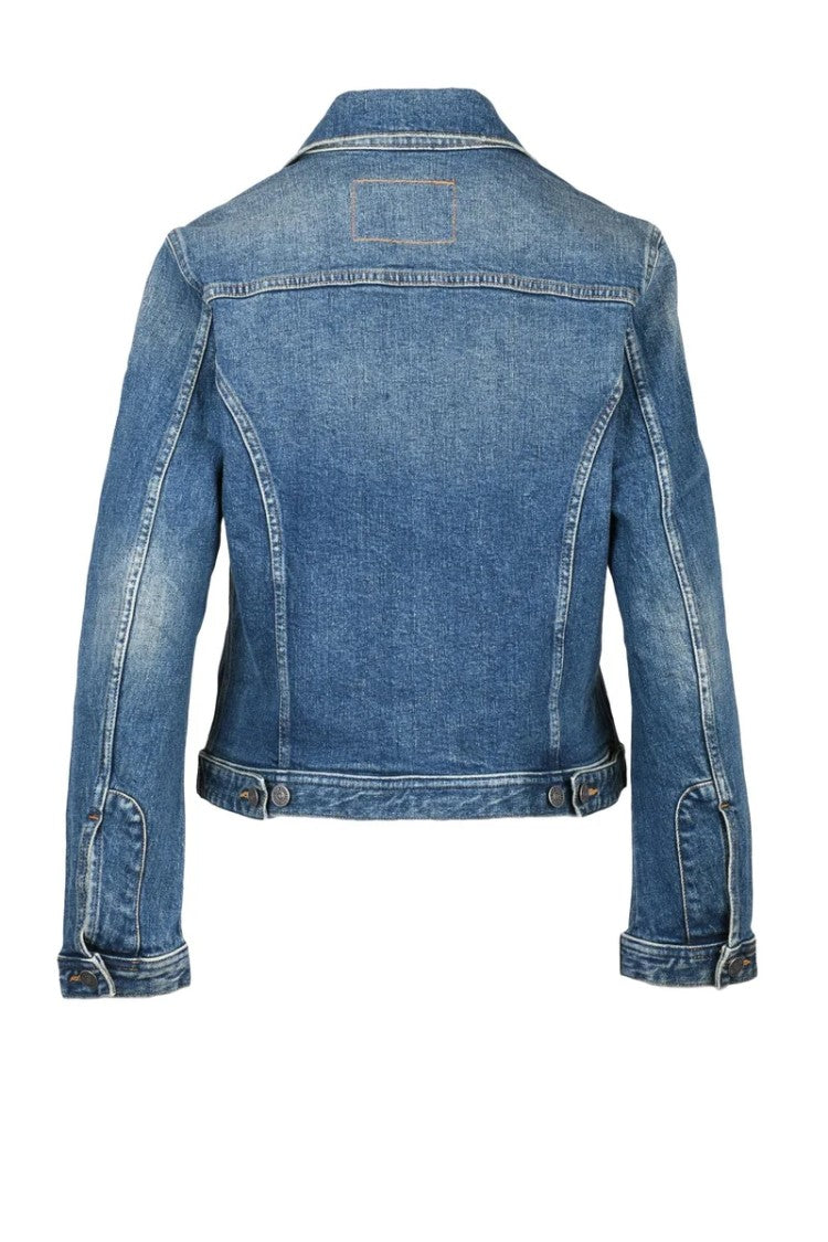 Diesel Blue Cropped Flap Pocket Denim Jacket