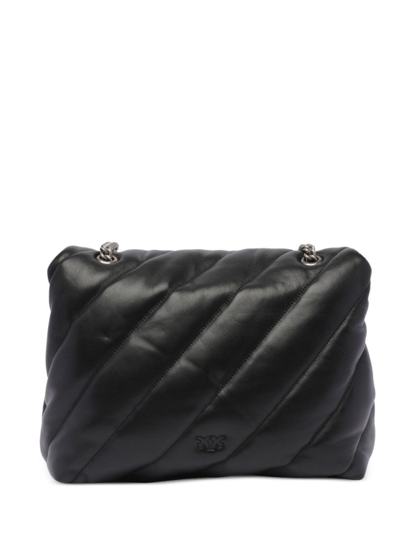 Pinko Black Quilted Metallic Bird Chain Bag