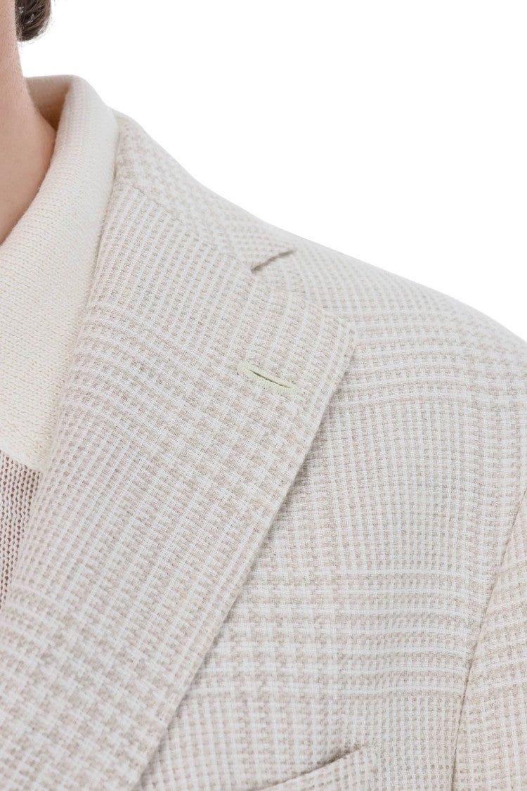 Barba Prince Of Wales Linen-Cotton-Silk Blazer