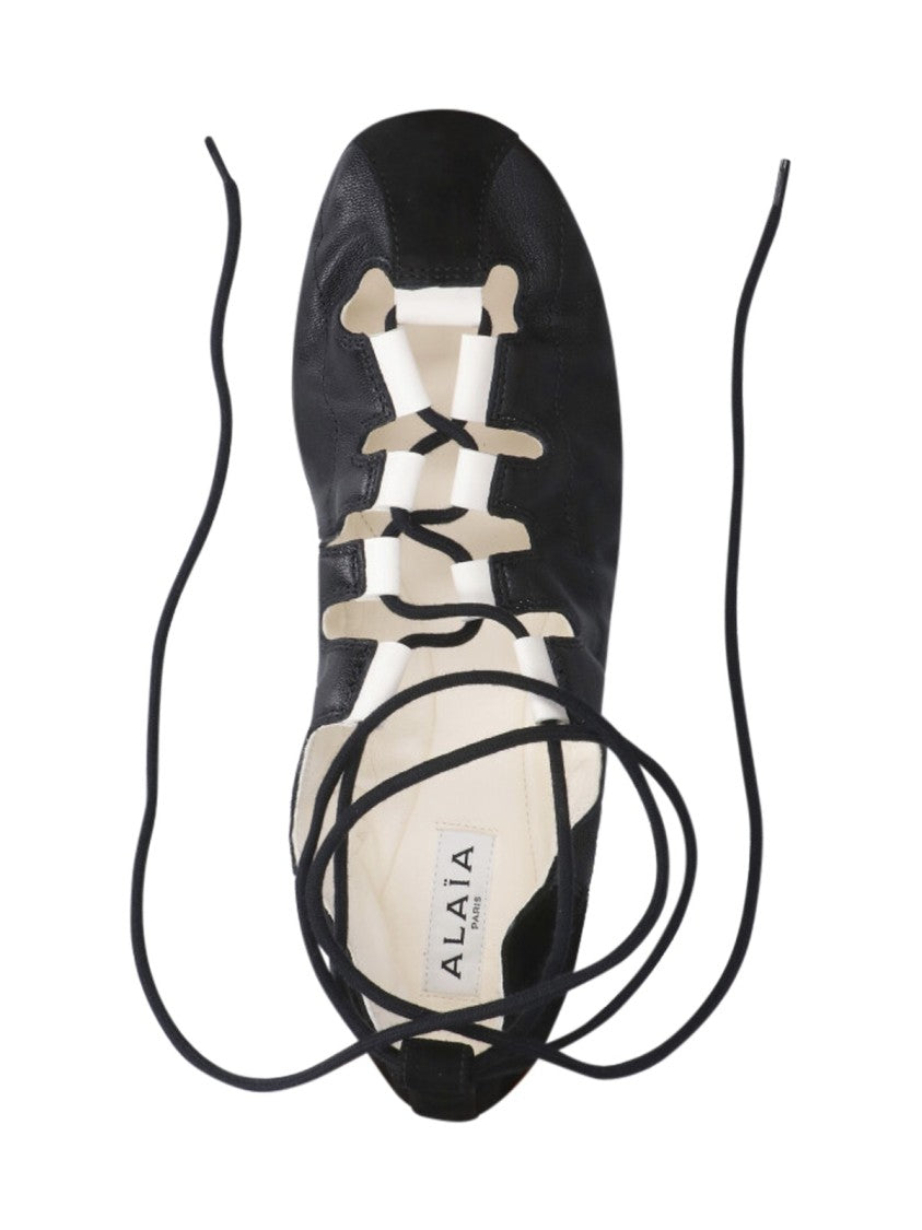 Alaïa Black Pointed Toe Cut-Out Ankle Flats