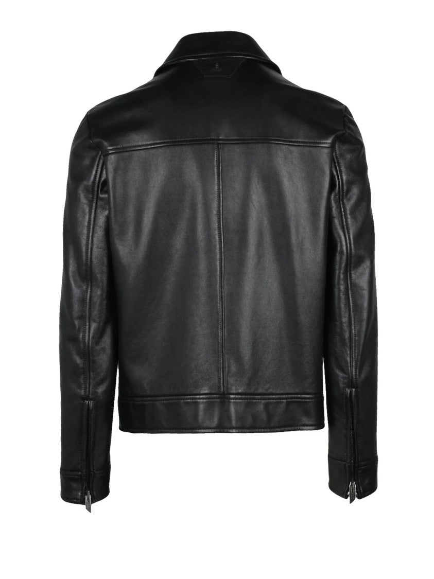 Salvatore Santoro Black Zip-Up Leather Jacket