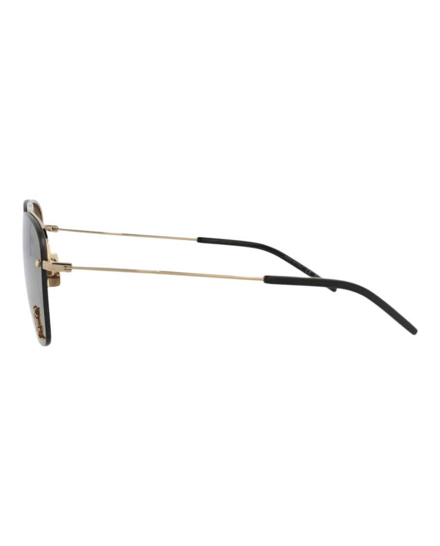 Saint Laurent Gold Aviator-Frame Metal Sunglasses With Adjustable Nose Pads