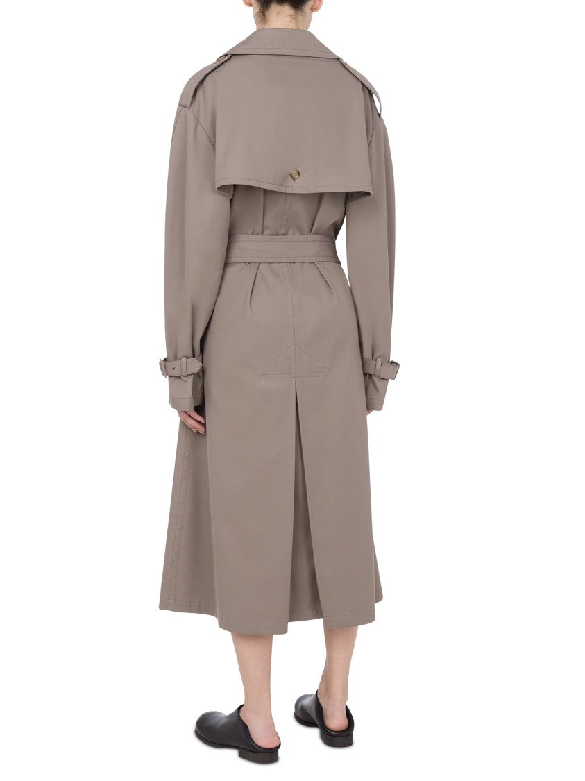 Moschino Double-Breasted Beige Trench Coat