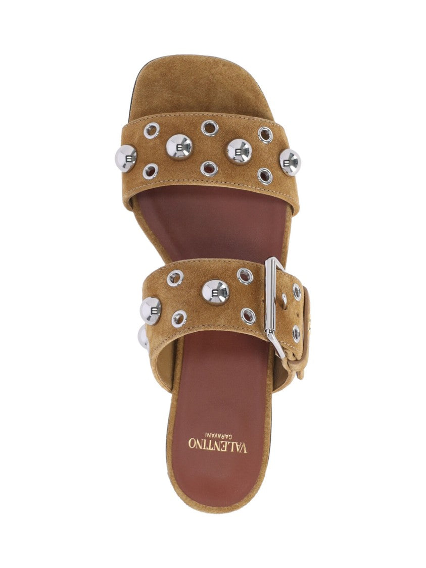 Valentino Garavani Beige Nellcôte Suede Studded Sandals