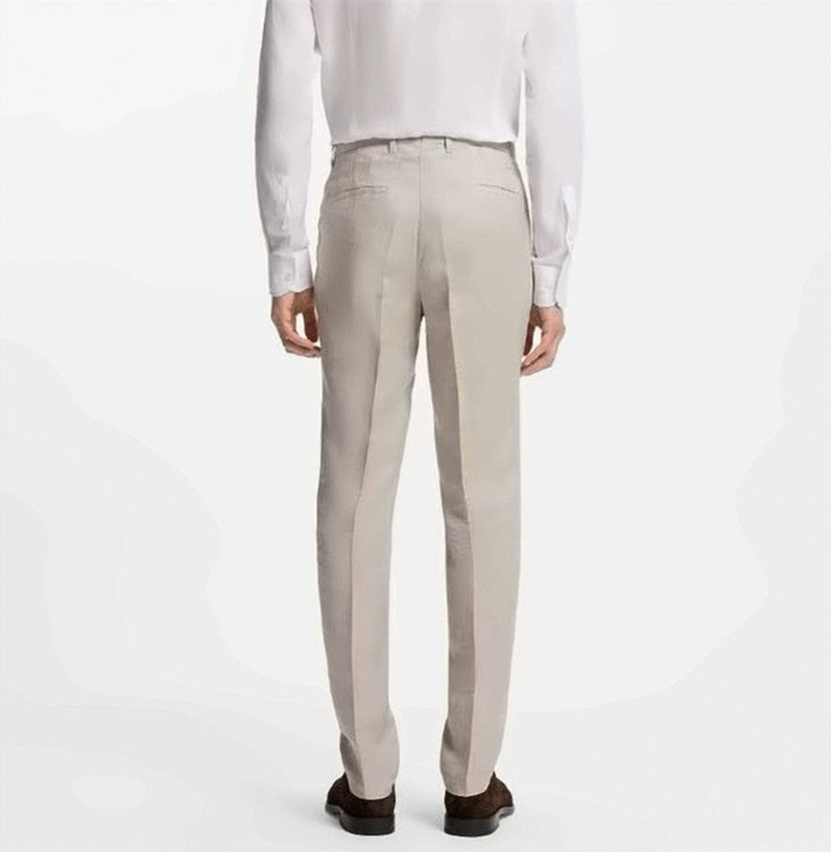Boss Beige Genius Zip Buttoned Trousers
