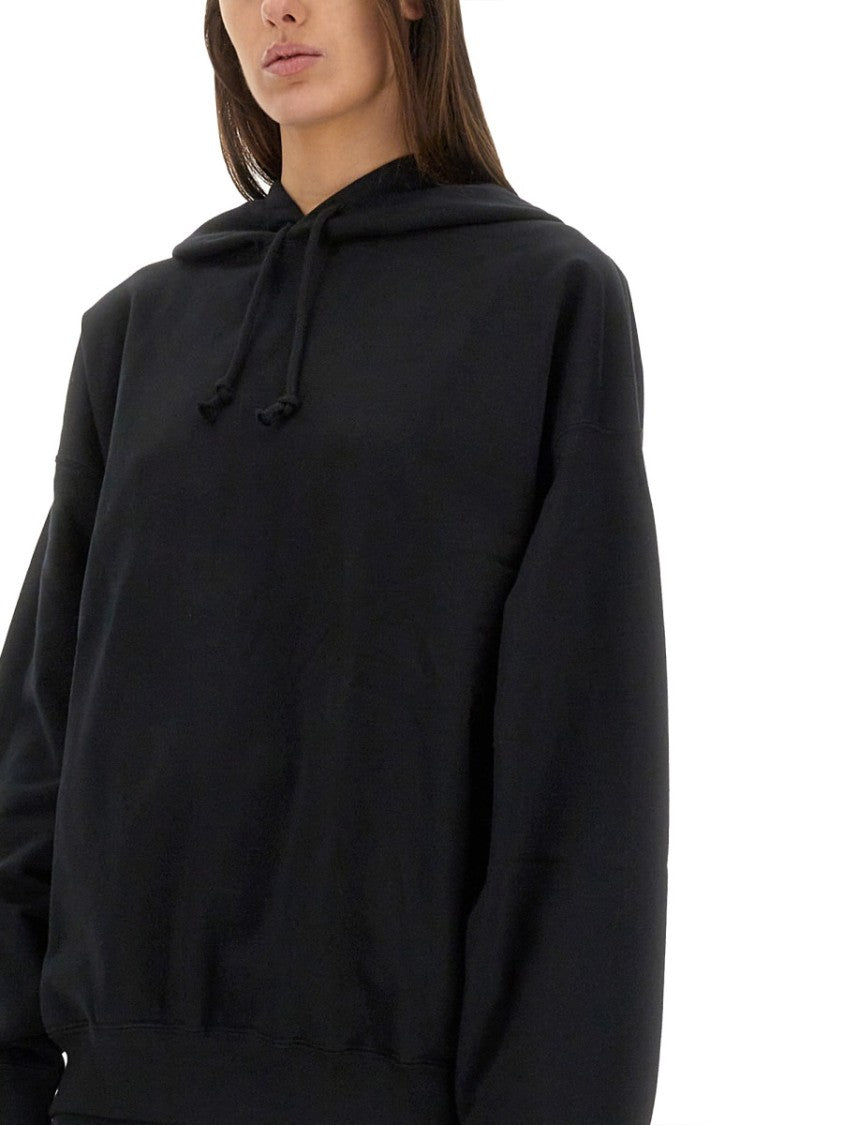 Y-3 Black Graphic Print Hoodie With Spacious Hood