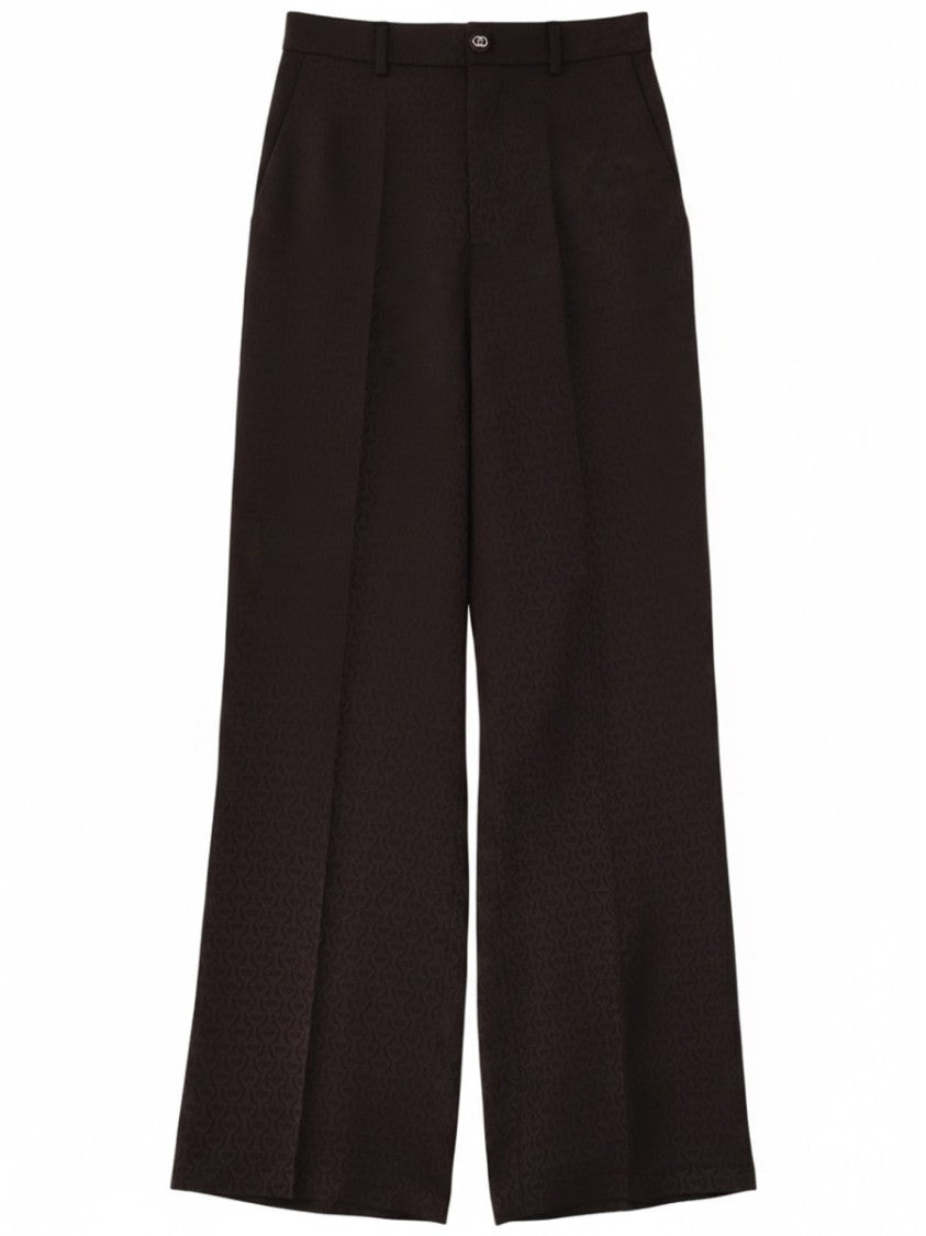 Gucci Silk Jacquard Wide-Leg Pants With High Waist And Pleat Detailing