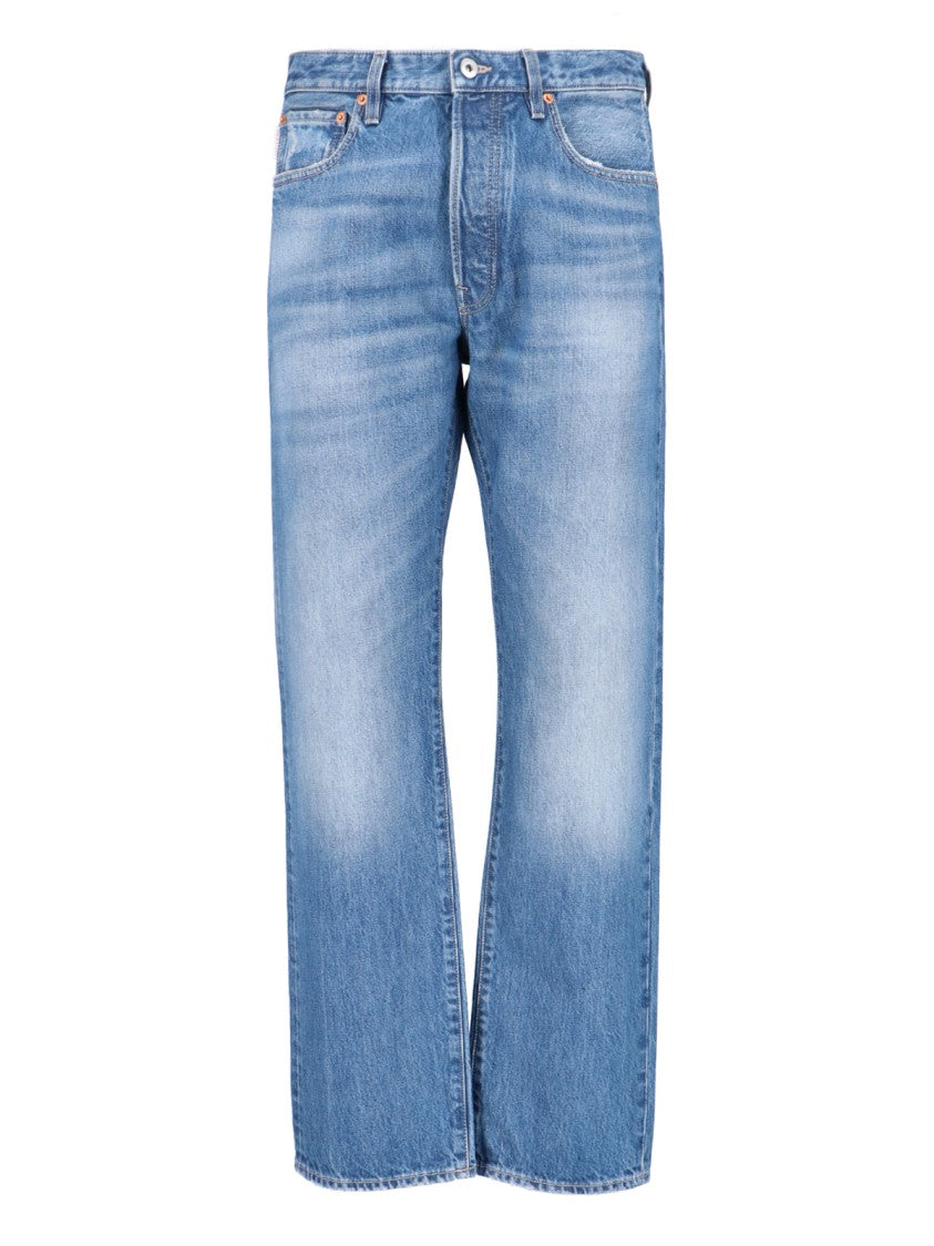 Valentino Blue Denim Straight-Leg Logo Jeans – Blue