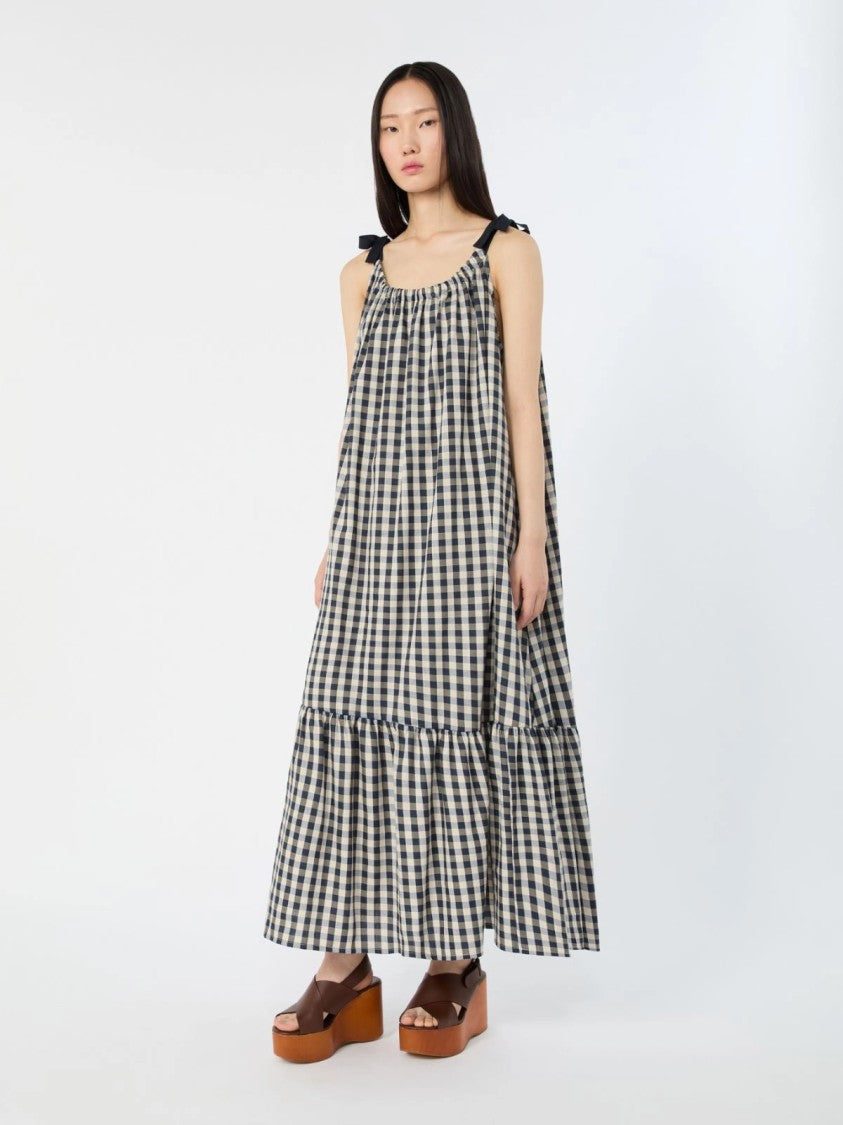 Max Mara Gingham Check Maxi Dress With Ruffled Hem