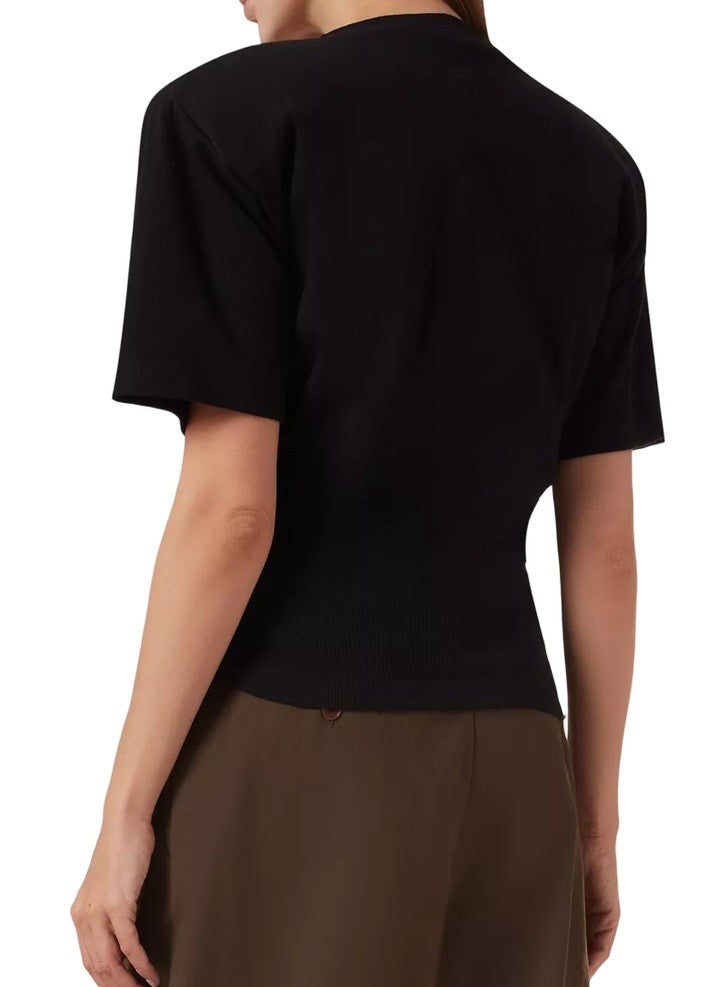 Magda Butrym Cropped Ribbed T-Shirt With Knotted Detail