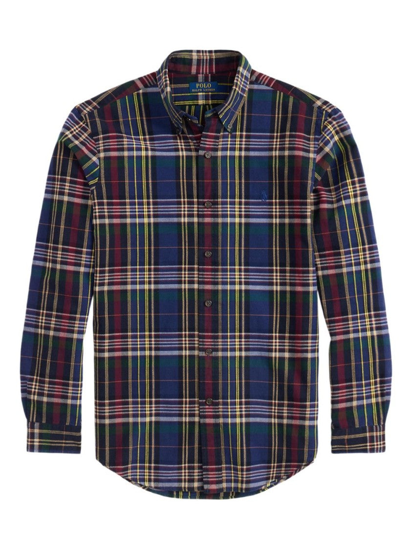 Polo Ralph Lauren Blue Plaid Button-Up Shirt With Traditional Collar
