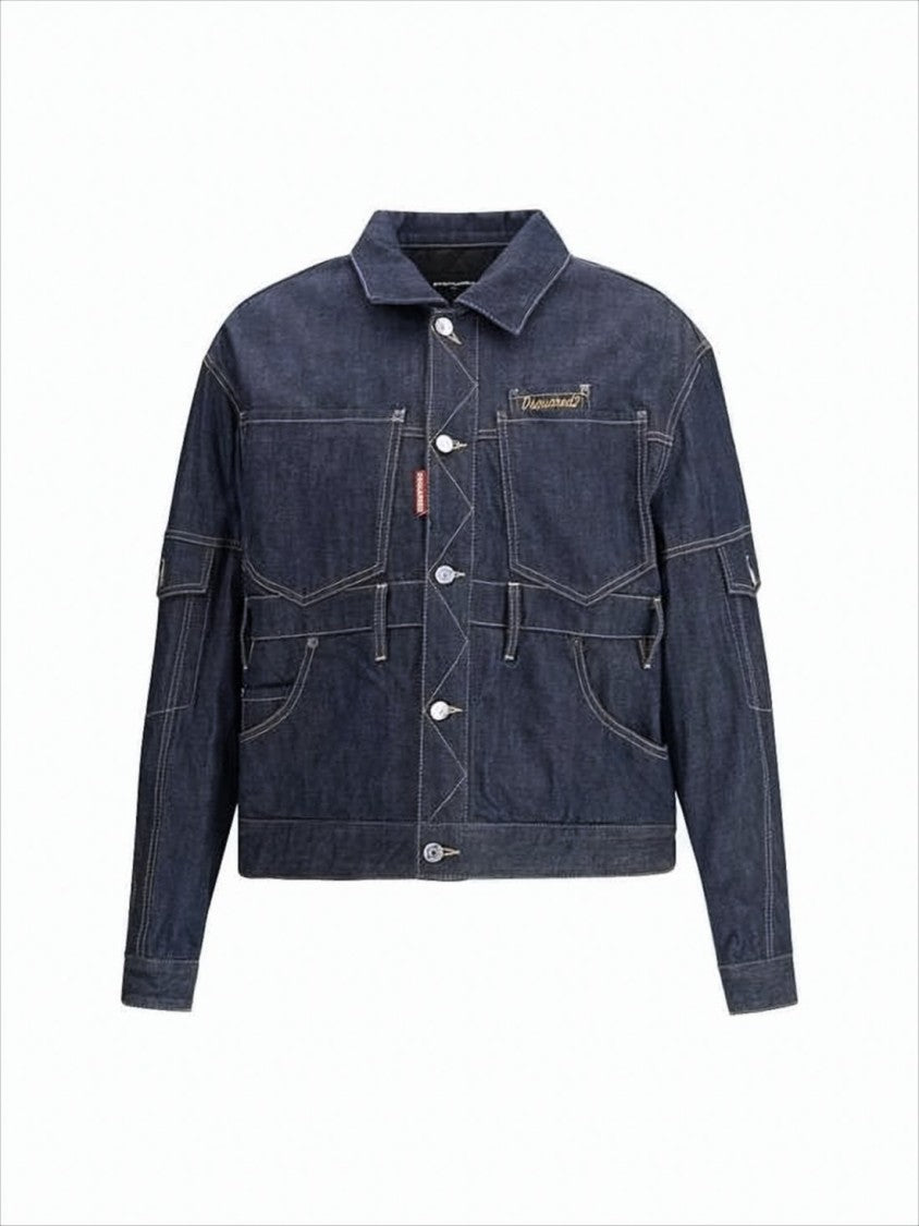 Dsquared2 Cropped Denim Jacket With Classic Collar