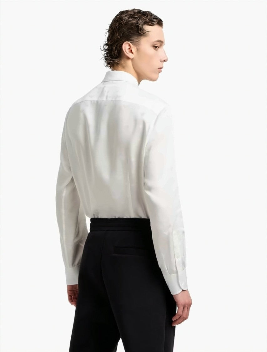 Emporio Armani Lyocell Jacquard Shirt With All-Over Eagles