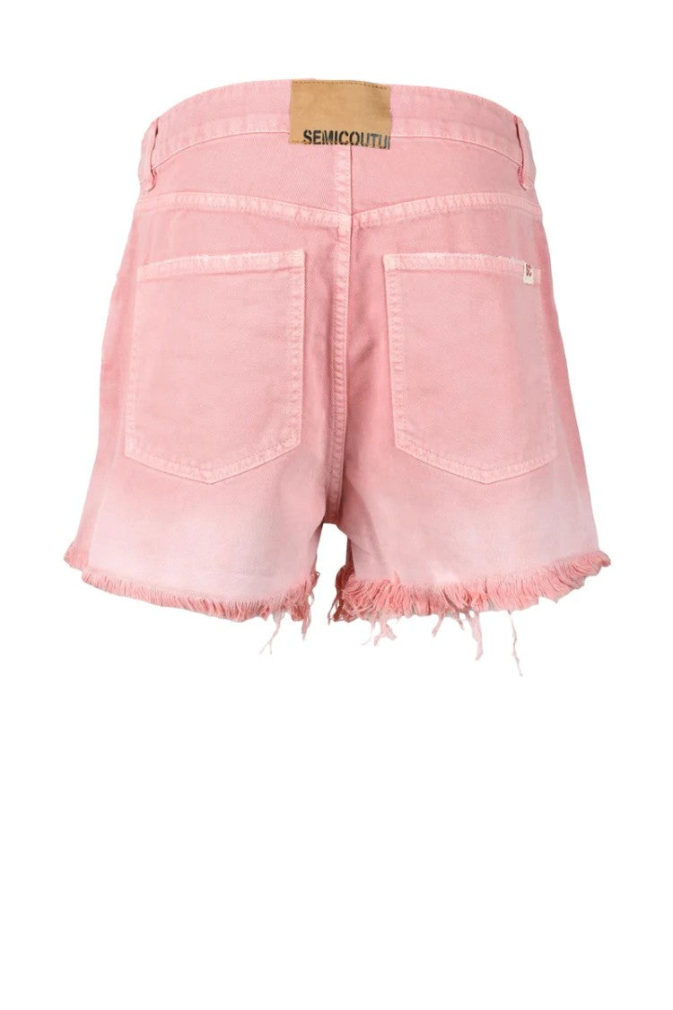 Semi Couture Pink Frayed Cotton Shorts