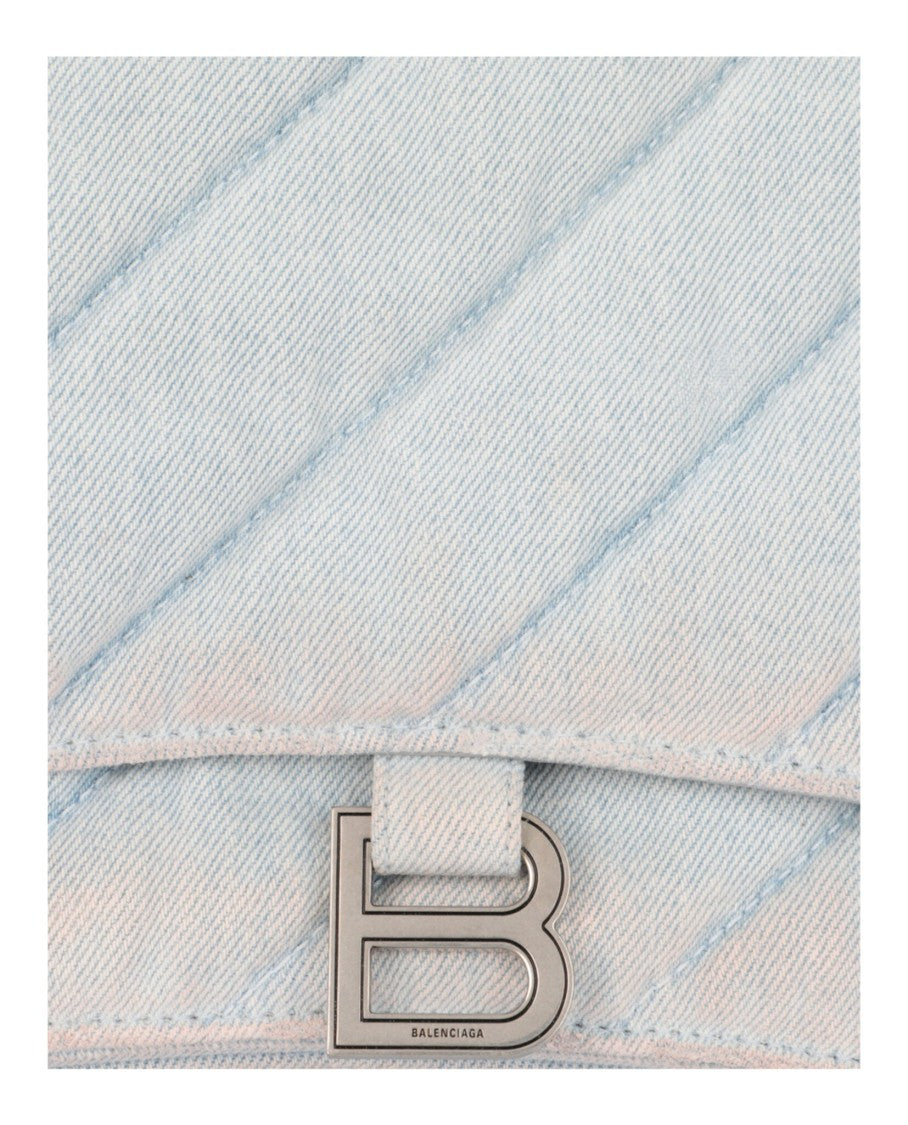 Balenciaga Crush Medium Quilted Denim Chain Shoulder Bag