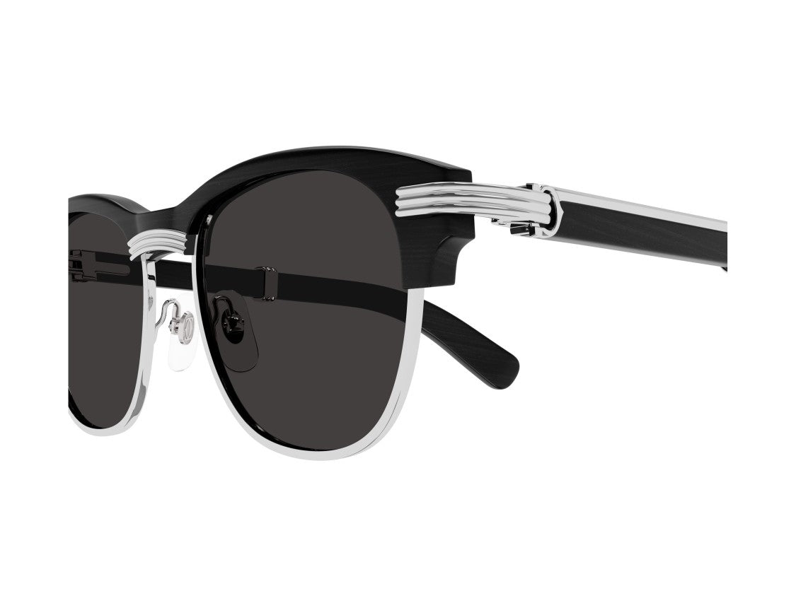 Cartier Ct0656s Bold Rounded Wood Metal Sunglasses