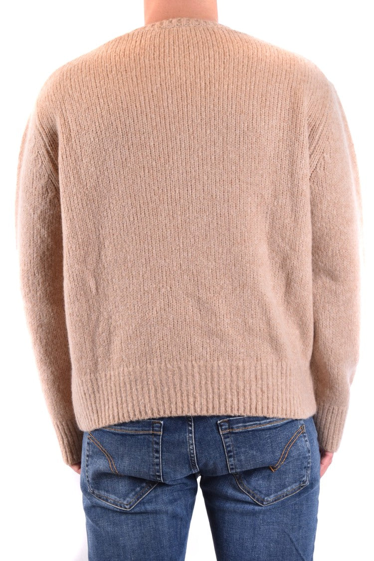 Neil Barrett Beige Textured Knit Sweater Crew Neckline