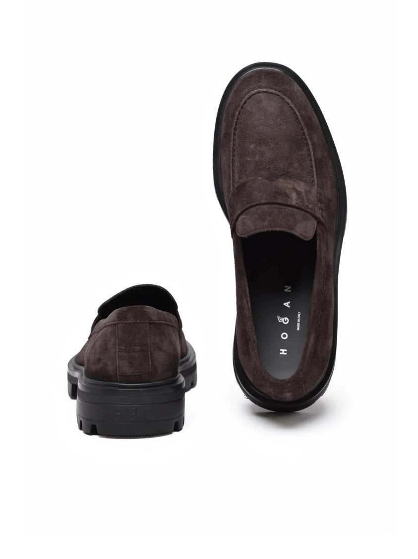 Hogan Brown Suede Penny Loafers
