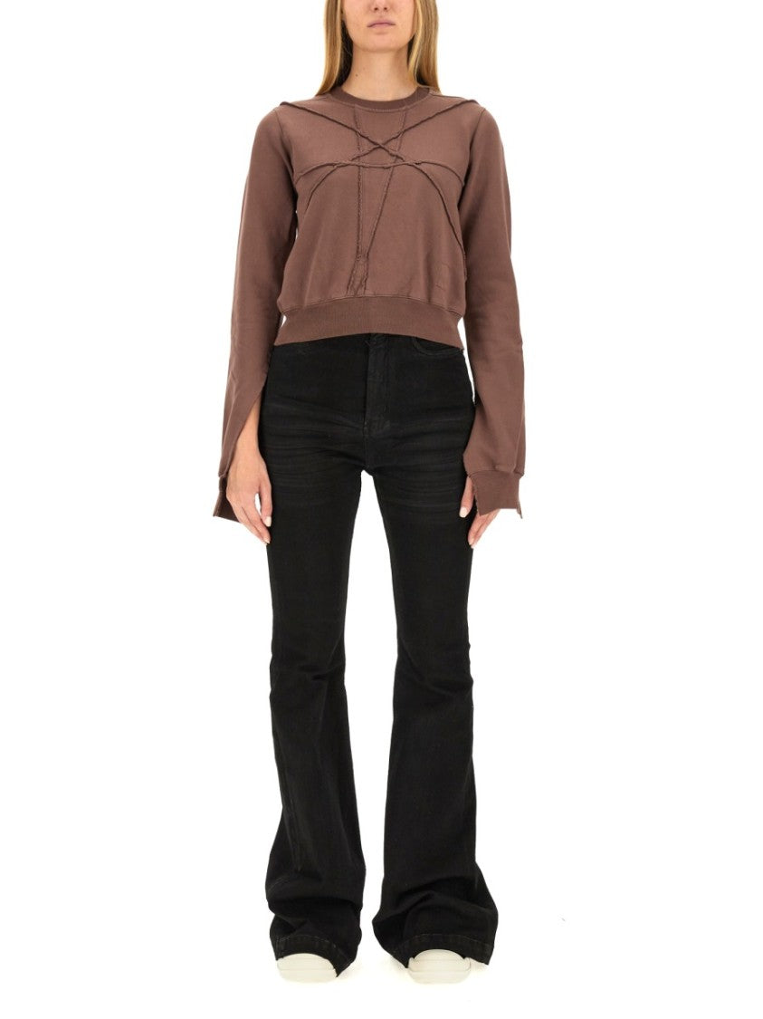 Drkshdw By Rick Owens Cropped Sweatshirt With Flared Sleeves