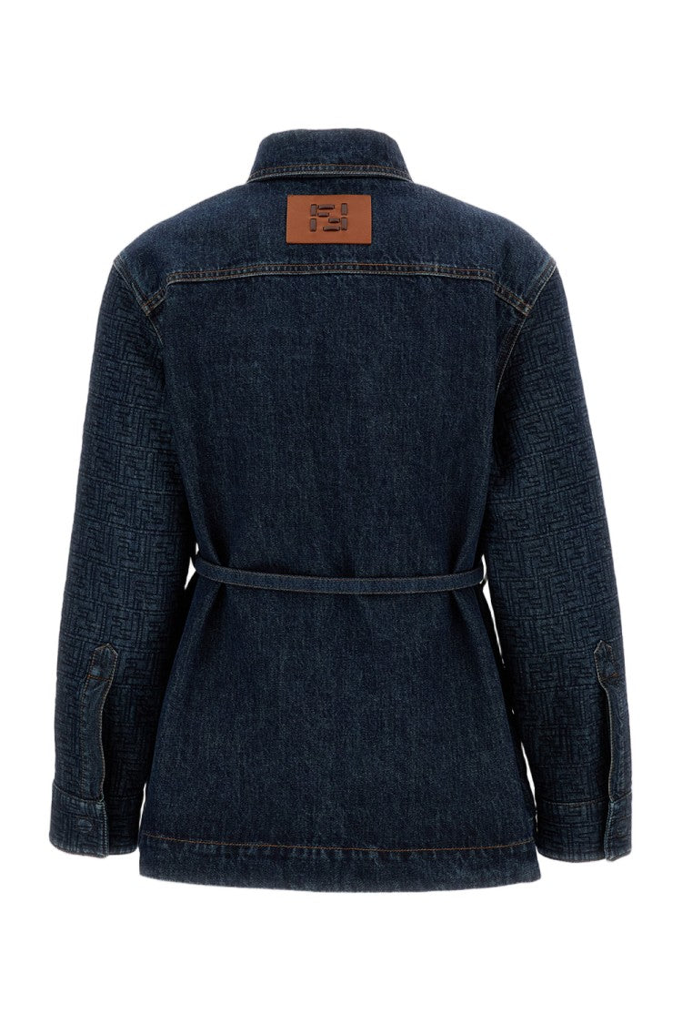 Fendi Single-Breasted Quilted Denim Jacket