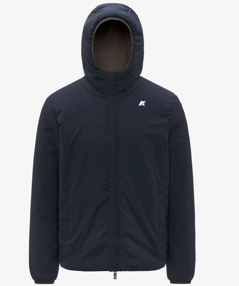 K-Way Reversible Brown Waterproof Jacket With Adjustable Hood