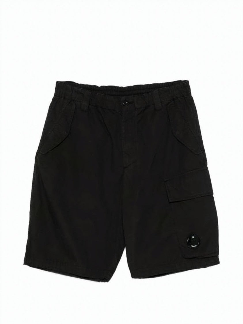 C.P. Company Black Relaxed-Fit Lens Detail Cotton Shorts