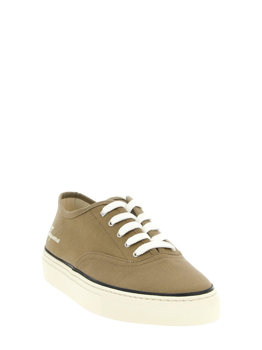 Jacquemus Khaki Canvas Féfé Sneakers With Embroidered Logos