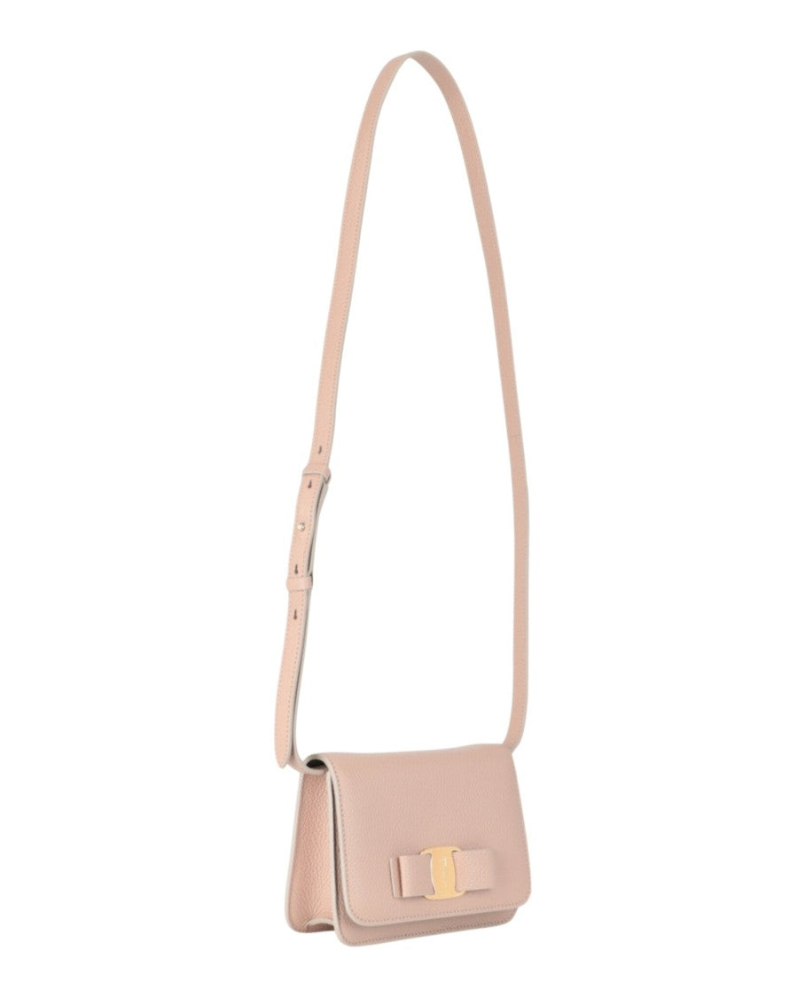 Ferragamo Vara Bow Crossbody With Pebbled Finish And Gold-Tone Hardware
