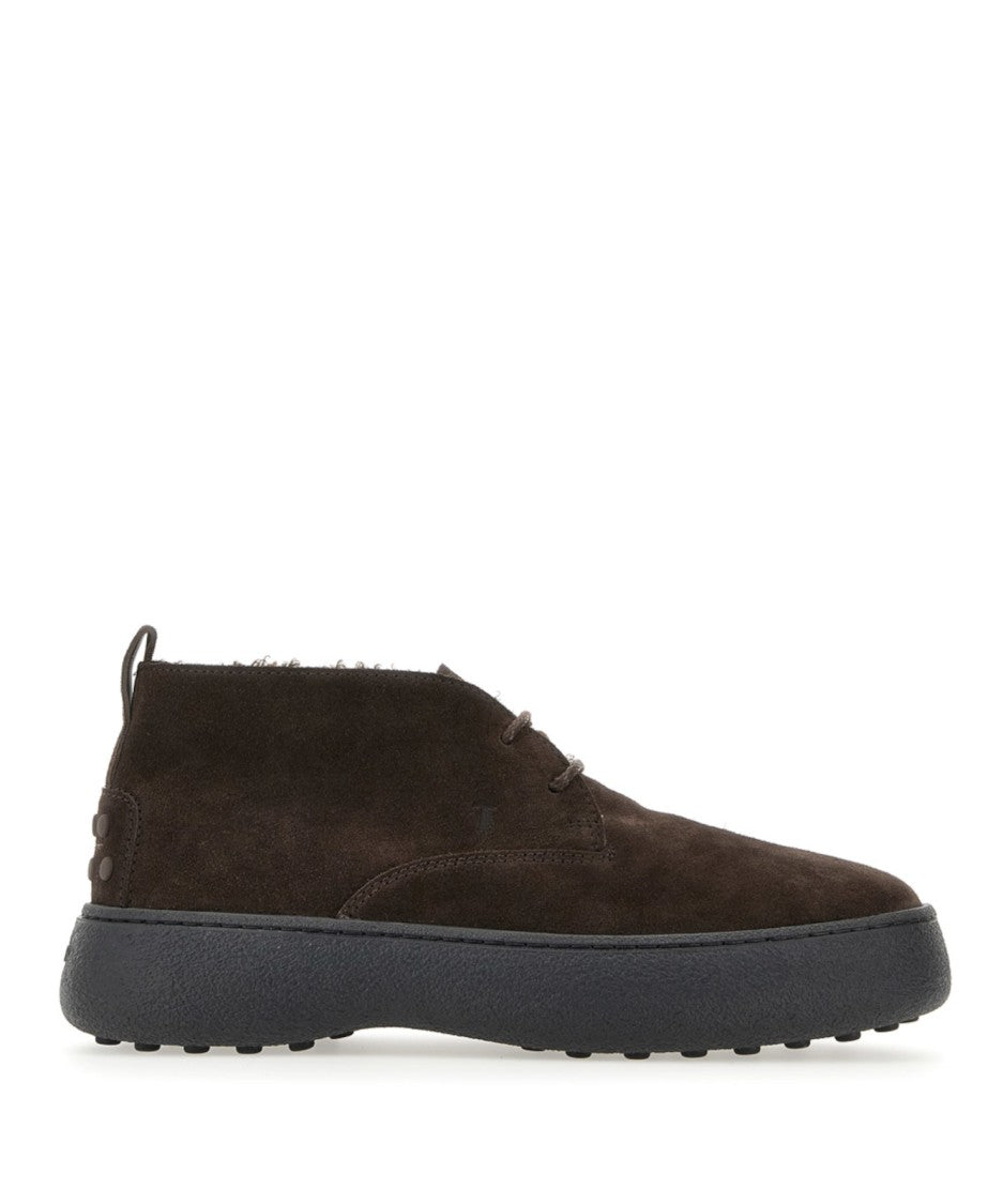 Tod's Ankle-High Brown Suede Shoes
