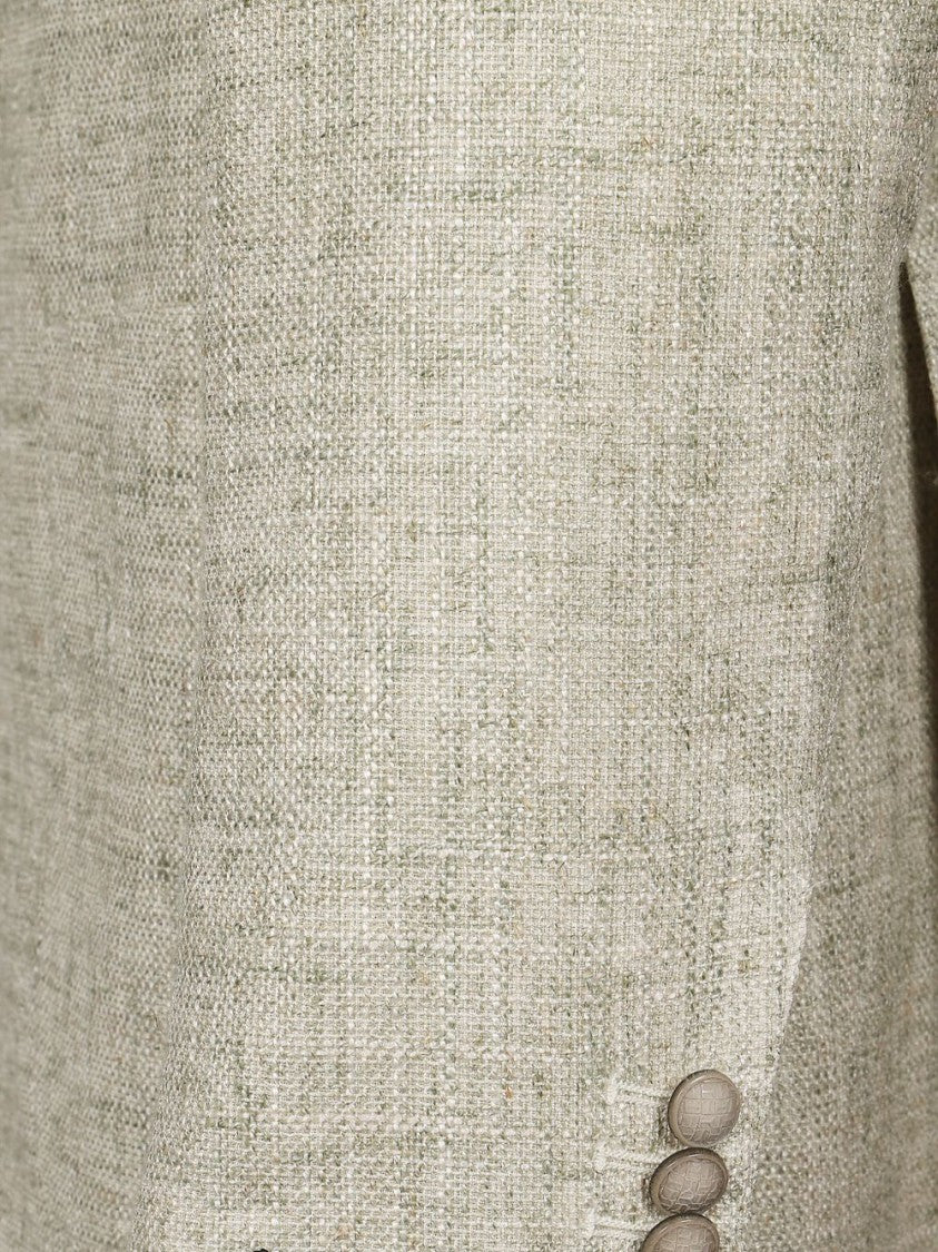 Tagliatore Beige Textured Single Breasted Jacket