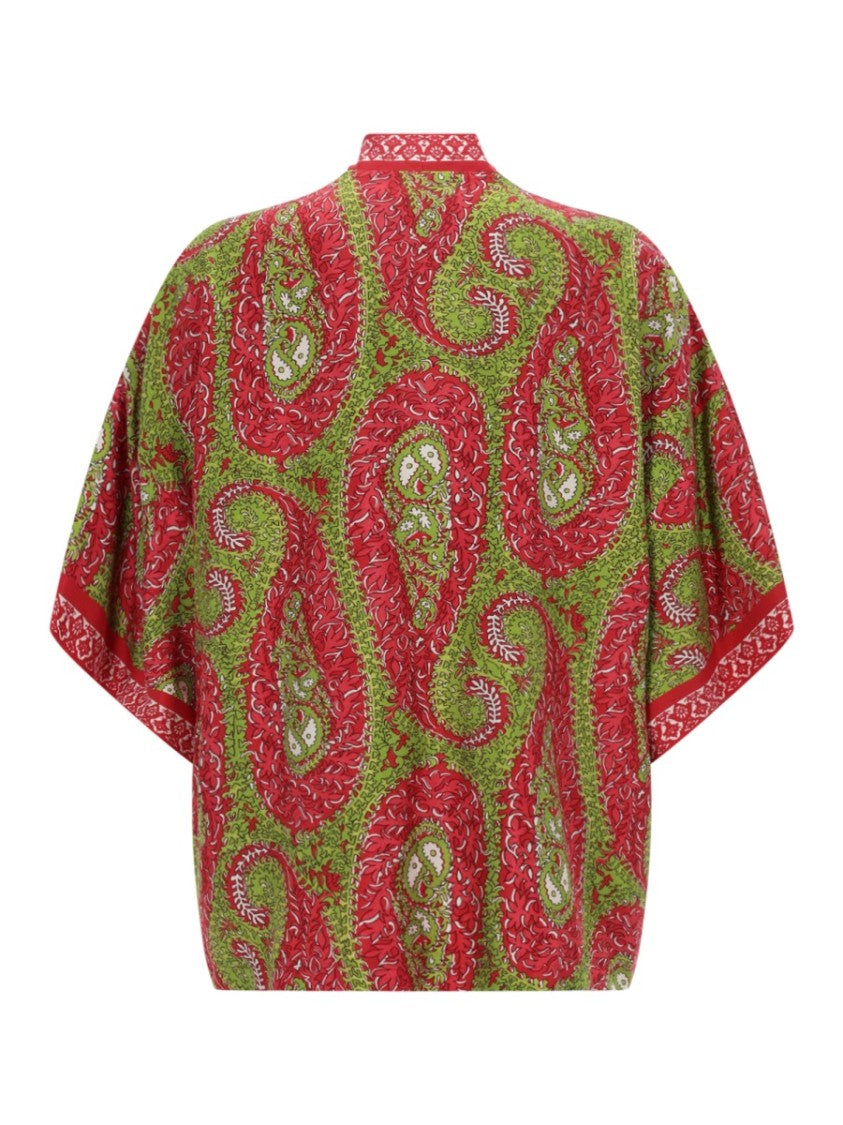 Etro Red Paisley Open Front Silk Jacket