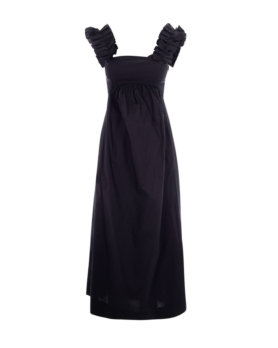 Liu Jo Long Dress With Ruched Shoulder Straps And Bow Detail