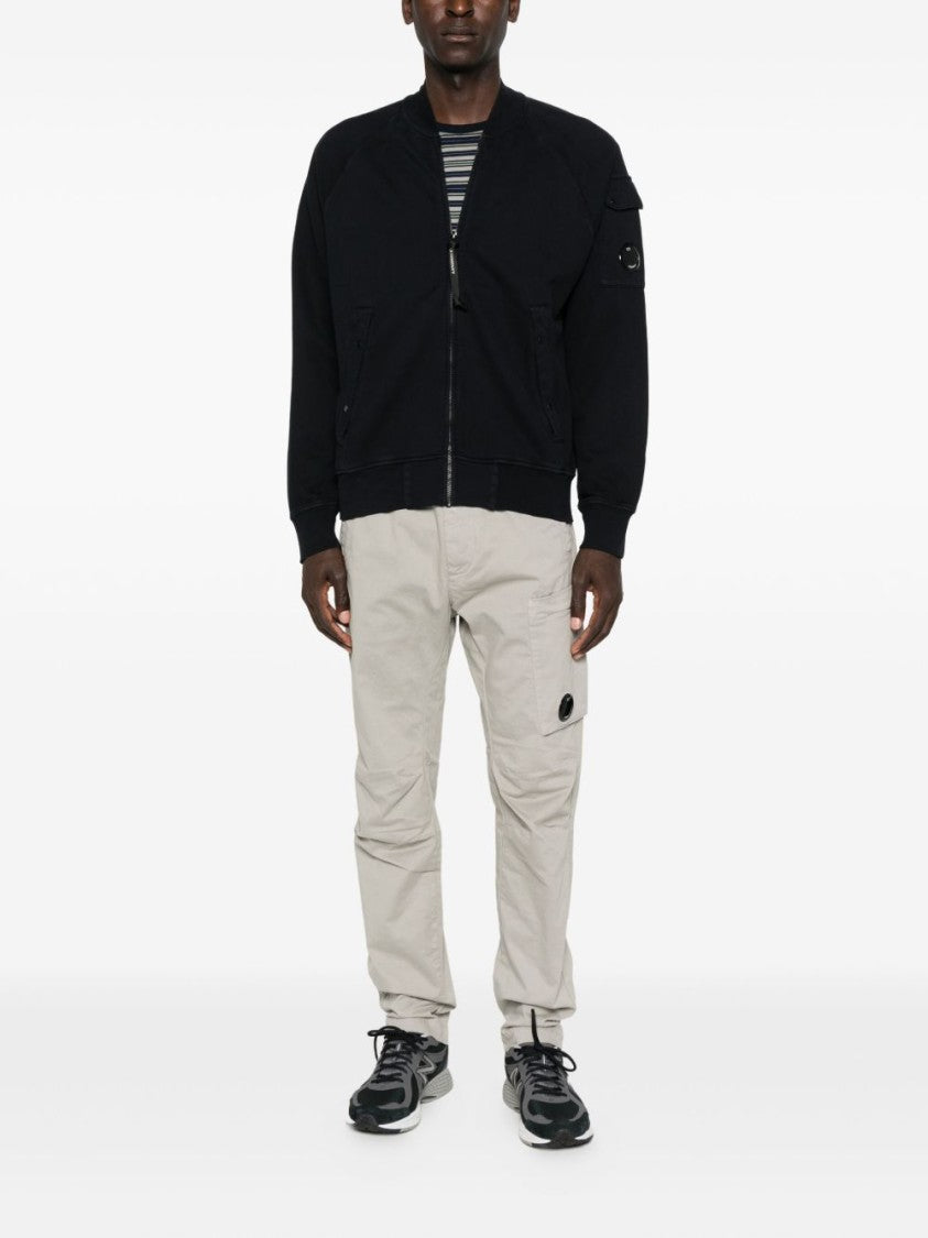 C.P. Company Brushed Navy Fleece Zip-Up Sweatshirt