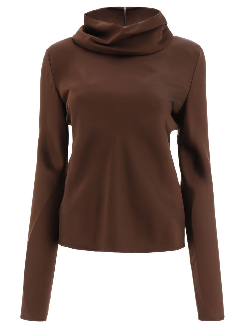 Jil Sander High Neck Knitwear With Draped Silhouette