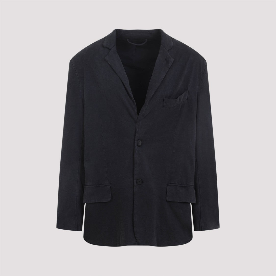 Balenciaga Black Cotton Jacket With Notched Collar