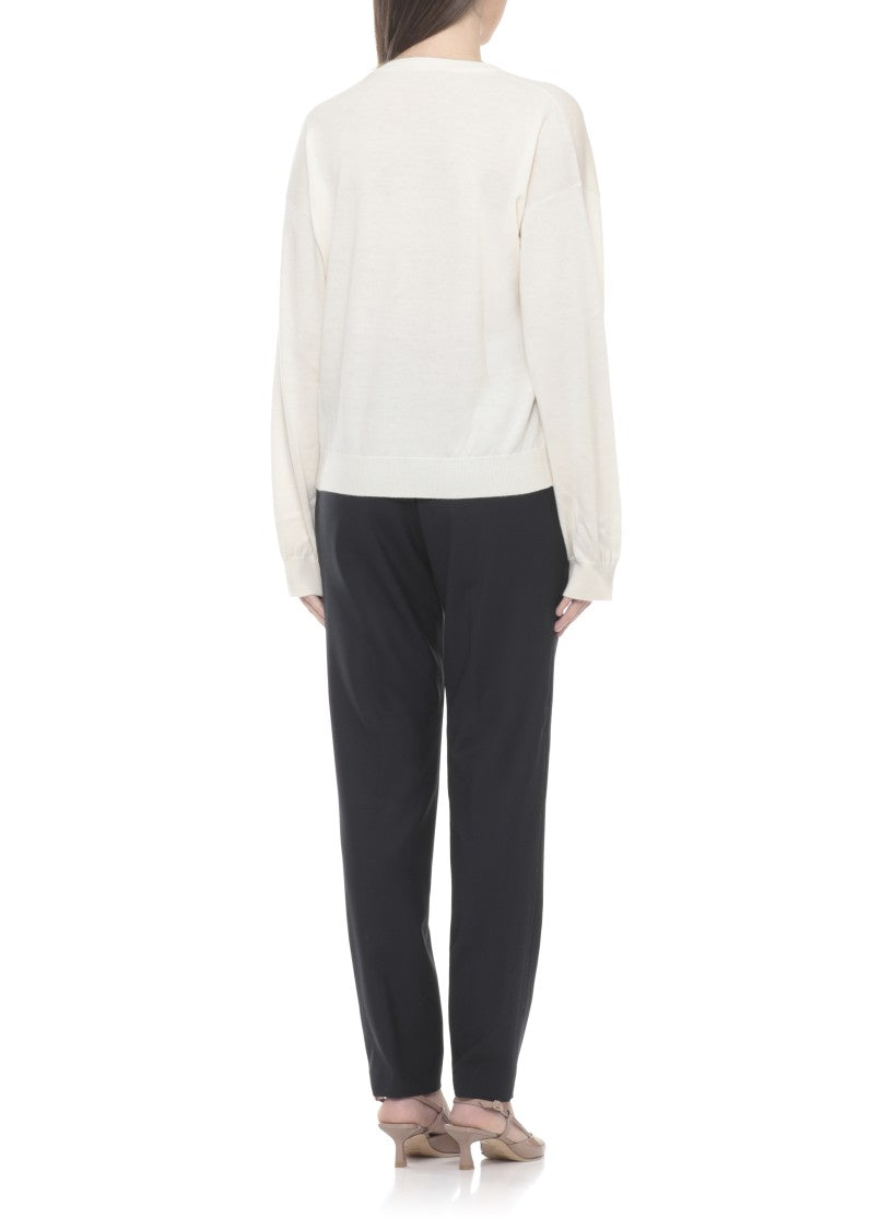 Fabiana Filippi Ivory Lightpoint Detail V-Neck Sweater