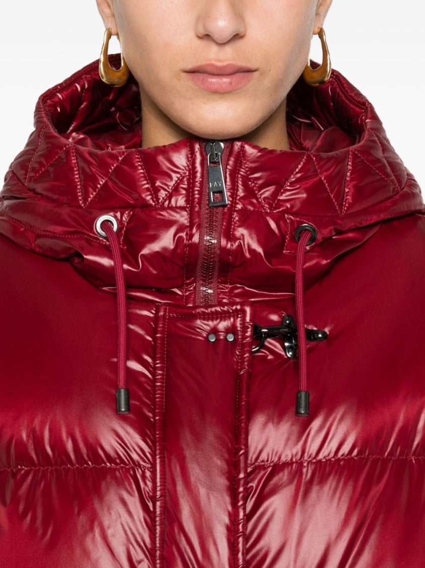 Fay Cropped Red Puffer Jacket With Hood