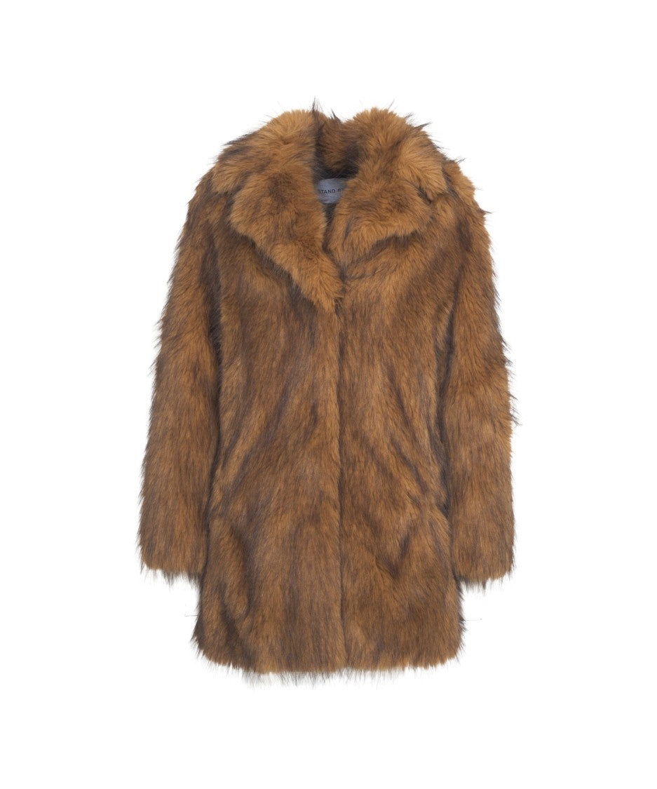 Stand Studio Mid-Thigh Length Plush Faux Fur Jacket