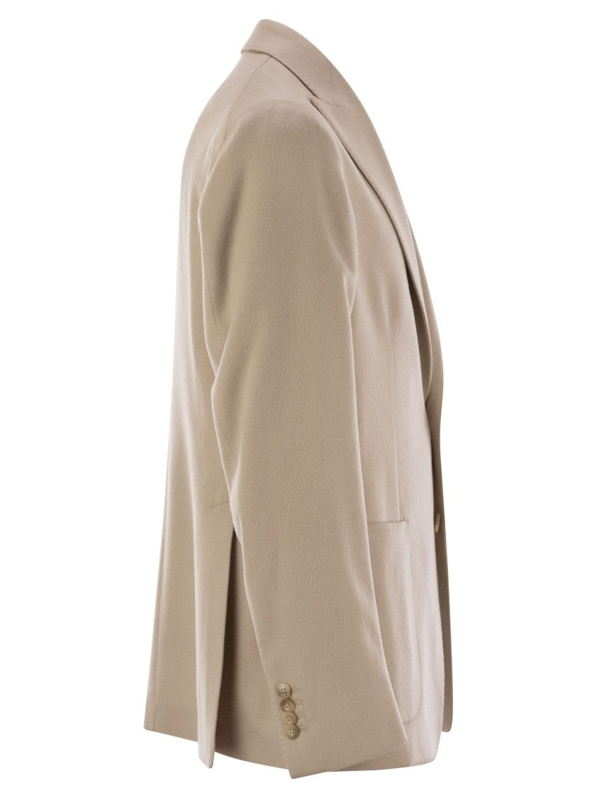 Tagliatore Refined Cashmere Jacket With Iconic Logo Pin
