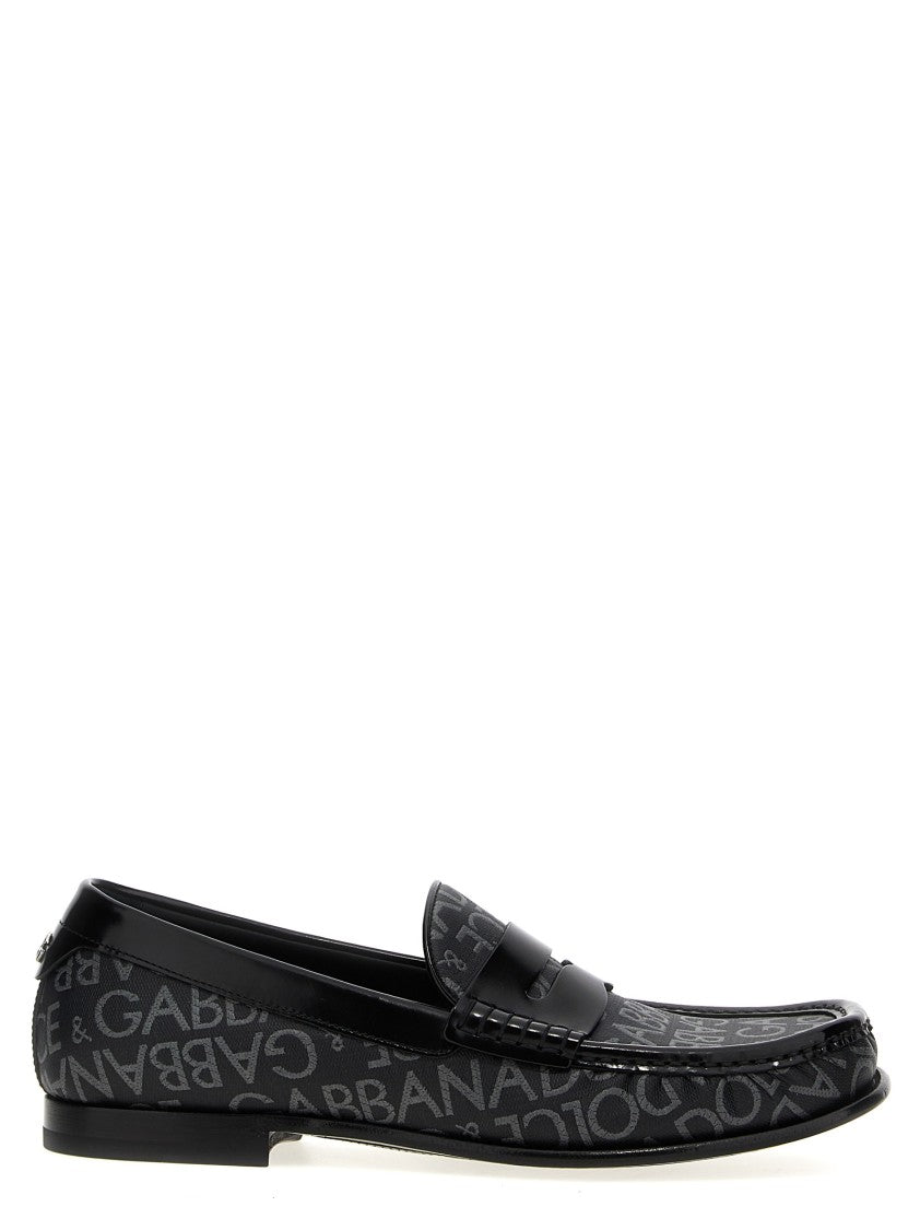Dolce & Gabbana Logo Jacquard Fabric Loafers