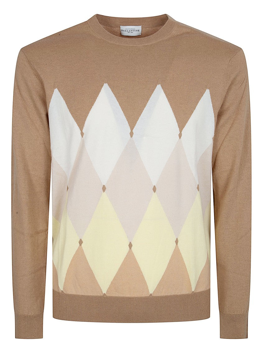 Ballantyne Classic Argyle Pattern Brown Sweater By Ballantyne